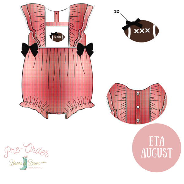 Girls Red Smocked Gameday Football Bubble