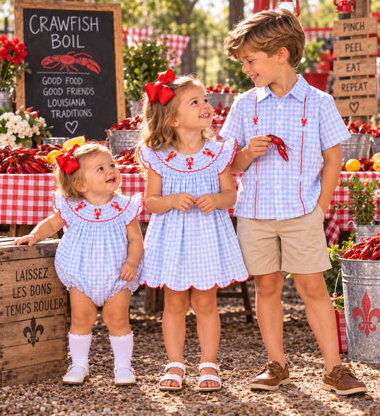 PRE-ORDER: Boys Crawfish Guayabera Shirt (ETA January)