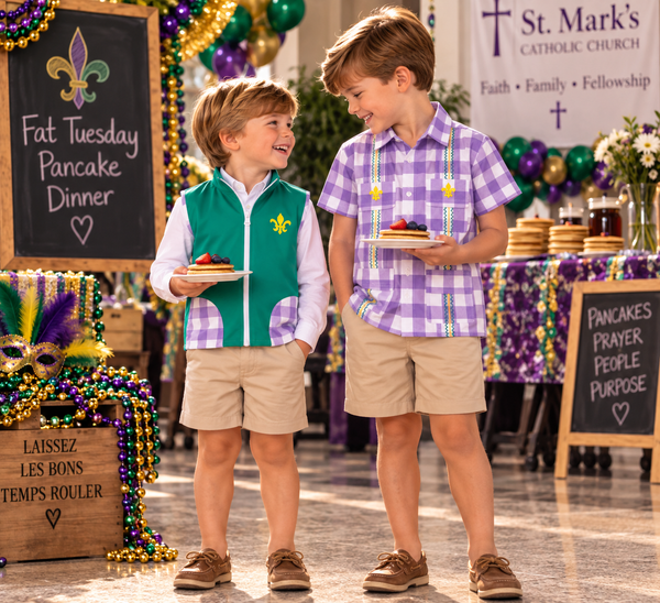 PRE-ORDER: Boys Mardi Gras Guayabera Shirt (ETA January)