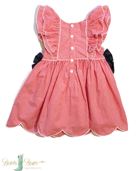 Girls Red Smocked Gameday Football Dress