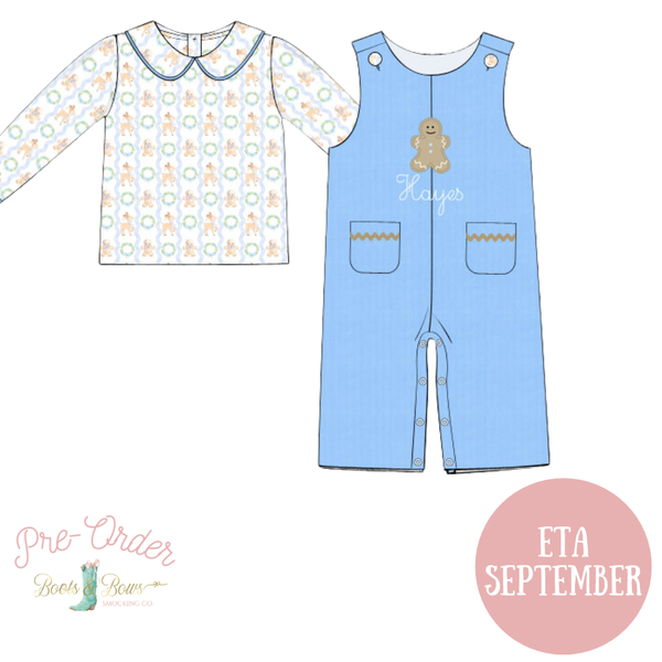 PRE-ORDER: Boys Blue Gingerbread Corduroy Jon Jon Set (ETA September)