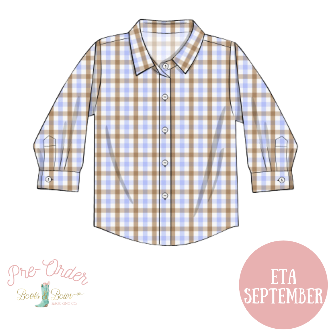PRE-ORDER: Boys Plaid Button-Up Shirt (ETA SEPTEMBER)