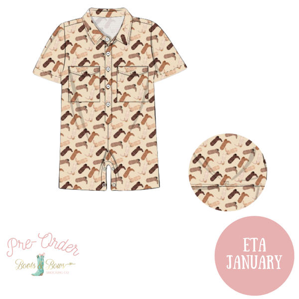 PRE-ORDER: Boys Boot Scootin' Fishing Shirt Romper (ETA January)