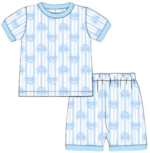 Boys Blue Crab Lounge Shorts Set