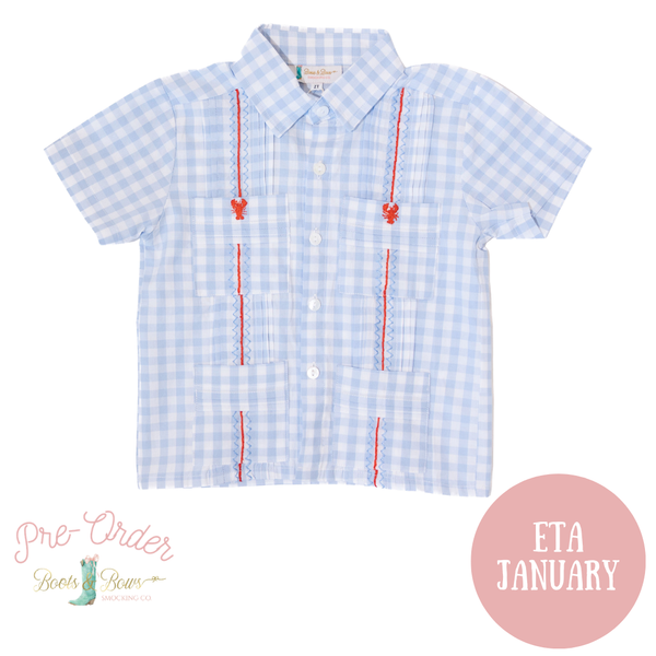 PRE-ORDER: Boys Crawfish Guayabera Shirt (ETA January)