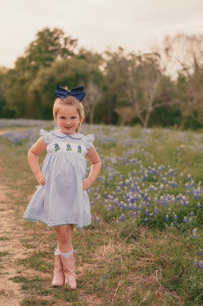 PRE-ORDER: Girls Gingham Smocked Bluebonnet Dress (ETA January)
