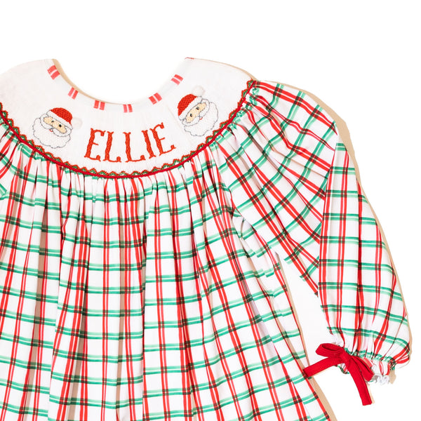 PRE-ORDER: Girls Custom Smocked Santa Dress (ETA September)