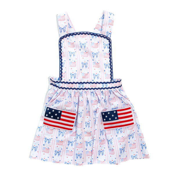 Girls American Flag Pocket Dress