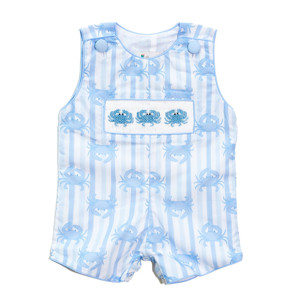 Boys Smocked Blue Crab Jon Jon