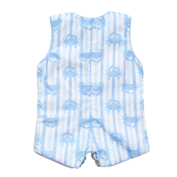 Boys Smocked Blue Crab Jon Jon