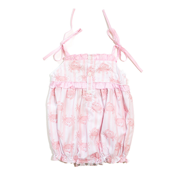 Girls Smocked Pink Crab Bubble