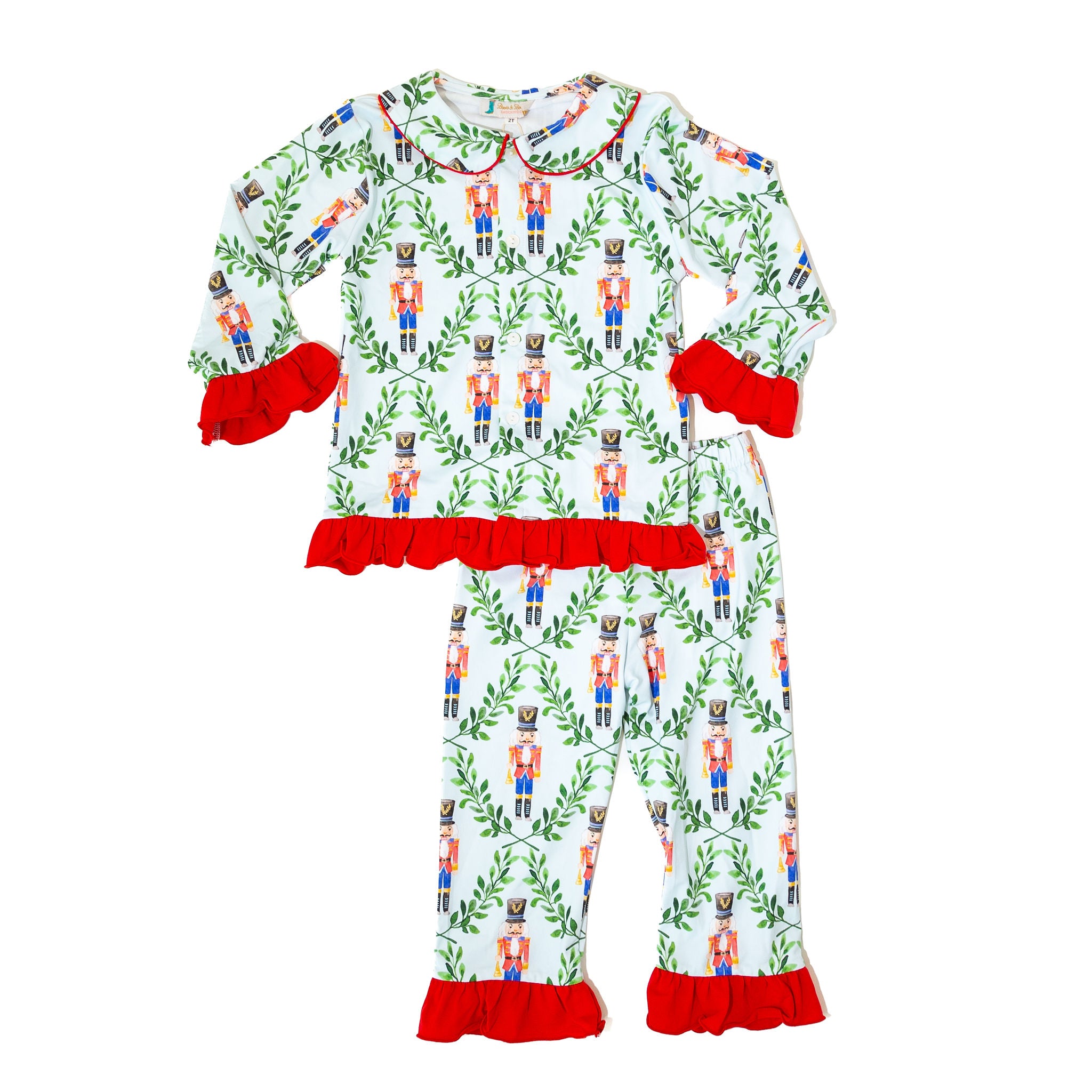 Girls Red Nutcracker Button-up Pajamas