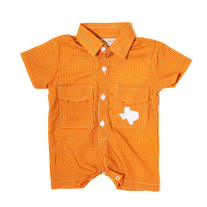 Boys Gameday Fishing Shirt Romper - UNIVERSITY OF TEXAS