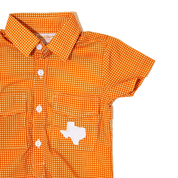 Boys Gameday Fishing Shirt Romper - UNIVERSITY OF TEXAS