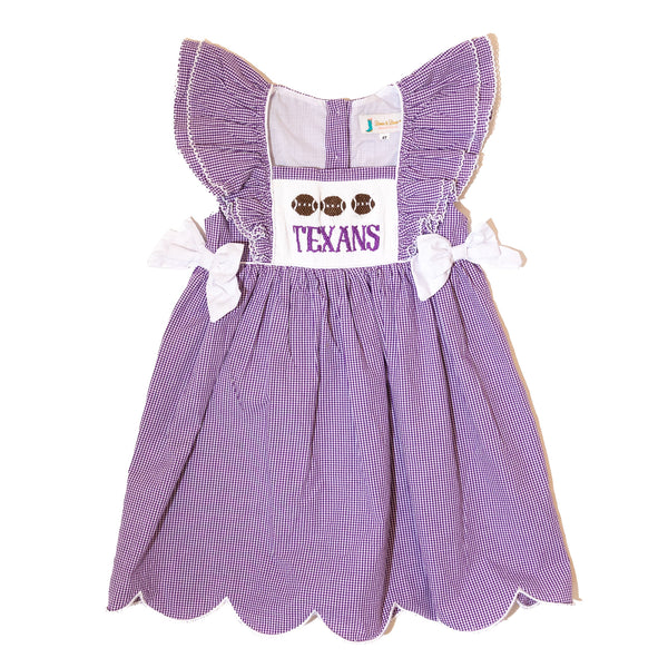 Girls Smocked Gameday Dress - TARLETON TEXANS (Officially Licensed)
