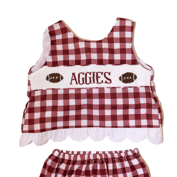 Girls Gameday Smocked Diaper Set - TEXAS A&M (Officially Licensed)