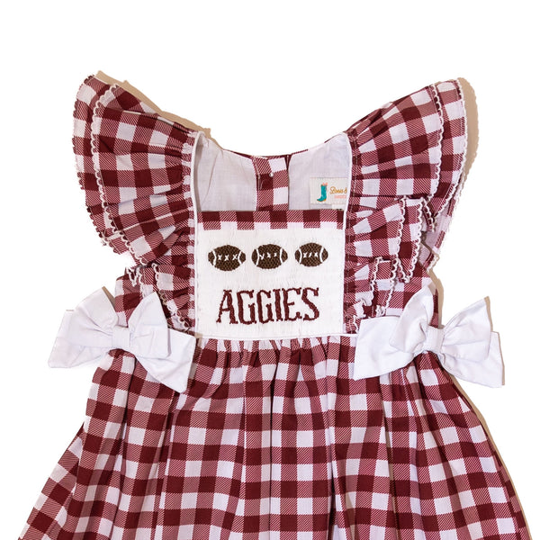 Girls Smocked Gameday Dress - TEXAS A&M (Officially Licensed)
