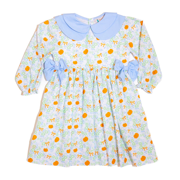 Girls Pumpkins & Blue Bows Dress