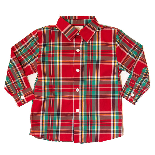 PRE-ORDER: Boys Christmas Plaid Button-Up Shirt (ETA OCTOBER)