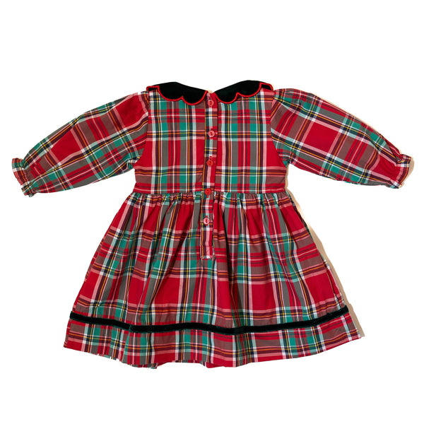 PRE-ORDER: Girls Christmas Plaid Smocked Dress w/Pearls (ETA OCTOBER)