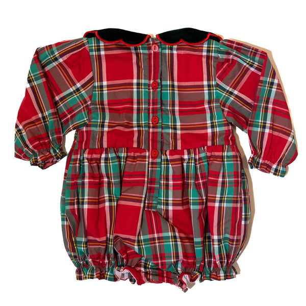 PRE-ORDER: Girls Christmas Plaid Smocked Pearl Bubble (ETA October)