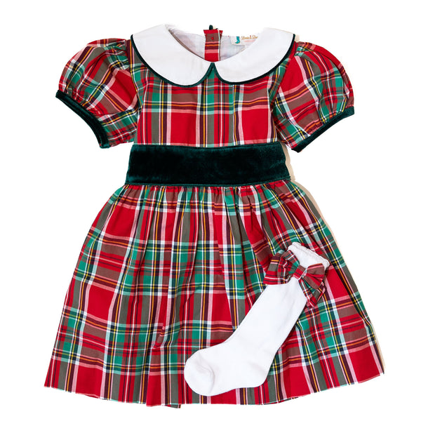 PRE-ORDER: Girls Christmas Plaid Bow Socks (ETA October)