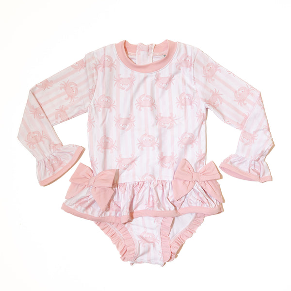 Girls Pink Crab Swimsuit
