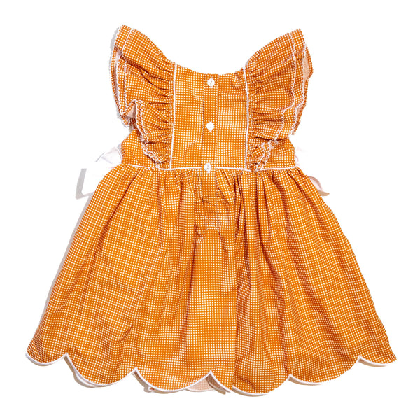 Girls Orange Smocked Gameday Football Dress