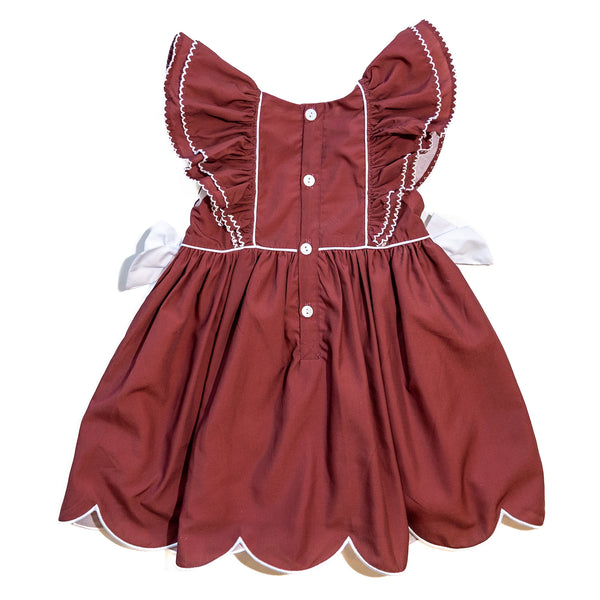 Girls Maroon Smocked Gameday Football Dress