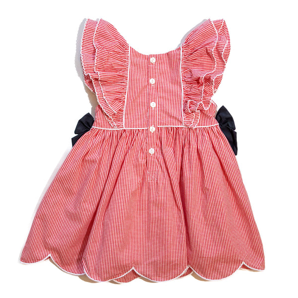 Girls Red Smocked Gameday Football Dress