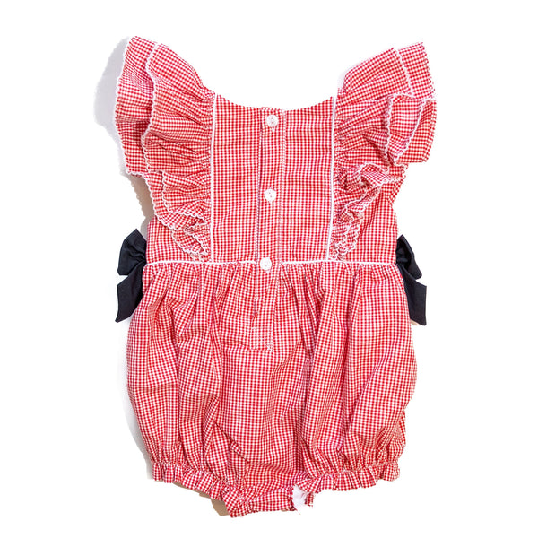 Girls Red Smocked Gameday Football Bubble