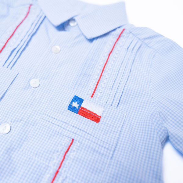 Boys Texas Flag Guayabera Romper