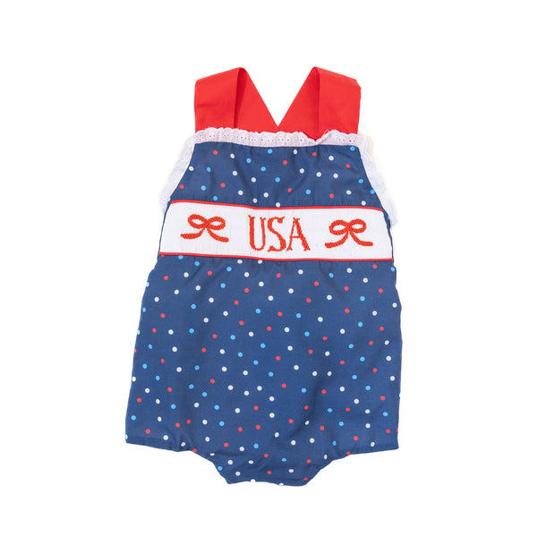 Girls USA & Bows Smocked Sunsuit