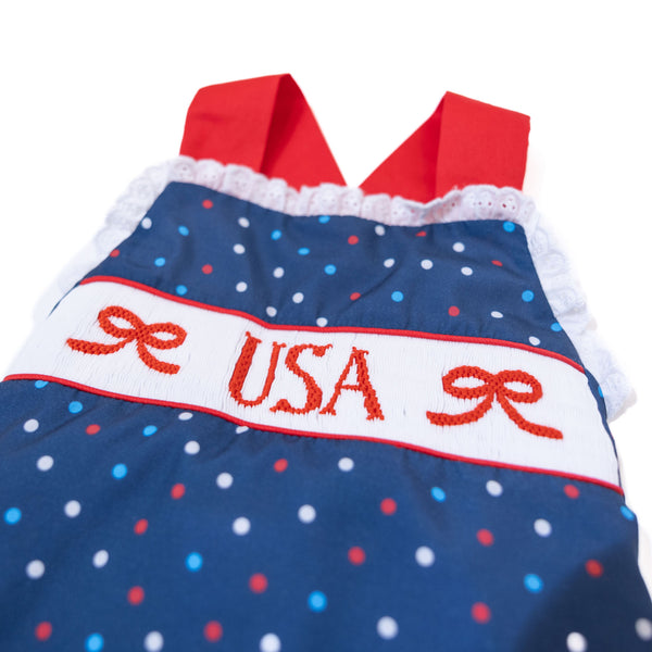 Girls USA & Bows Smocked Sunsuit