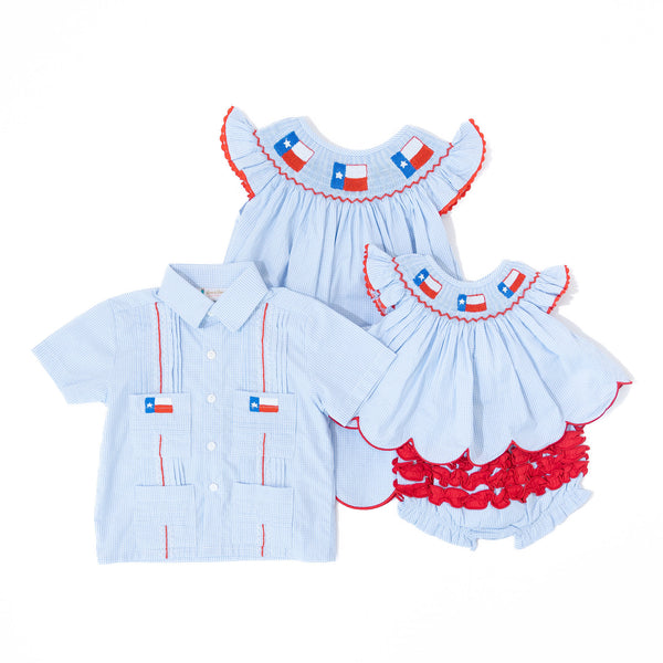 Boys Texas Flag Guayabera Romper