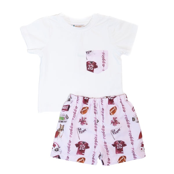 Aggie Spirit Pocket Shorts Set - TEXAS A&M - SIZE 2T (ETA AUGUST)