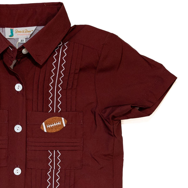 Boys Maroon Gameday Guayabera