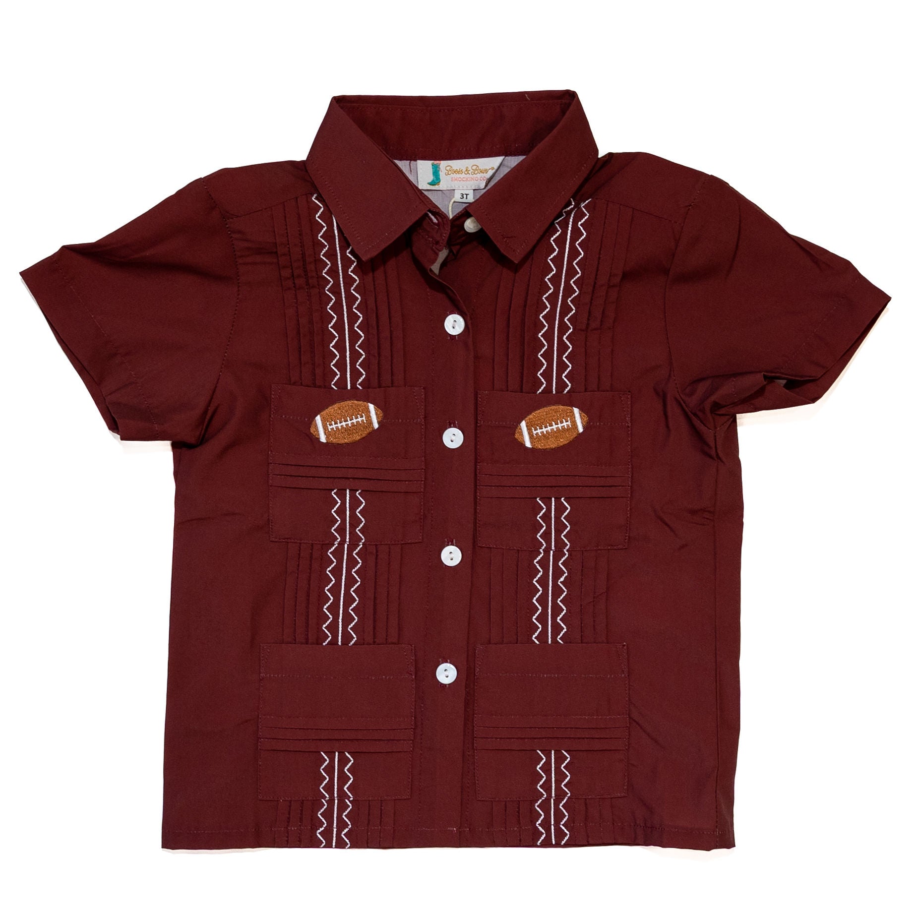 Boys Maroon Gameday Guayabera