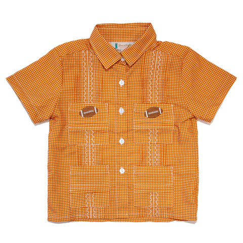 Boys Orange Gameday Guayabera
