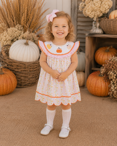 Girls Sweet Pumpkins Smocked Dress
