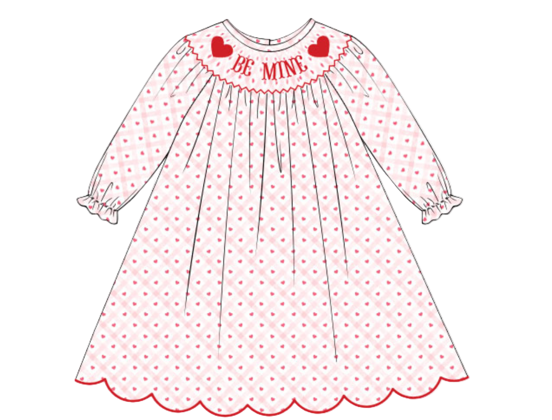 Girls Smocked Be Mine Dress