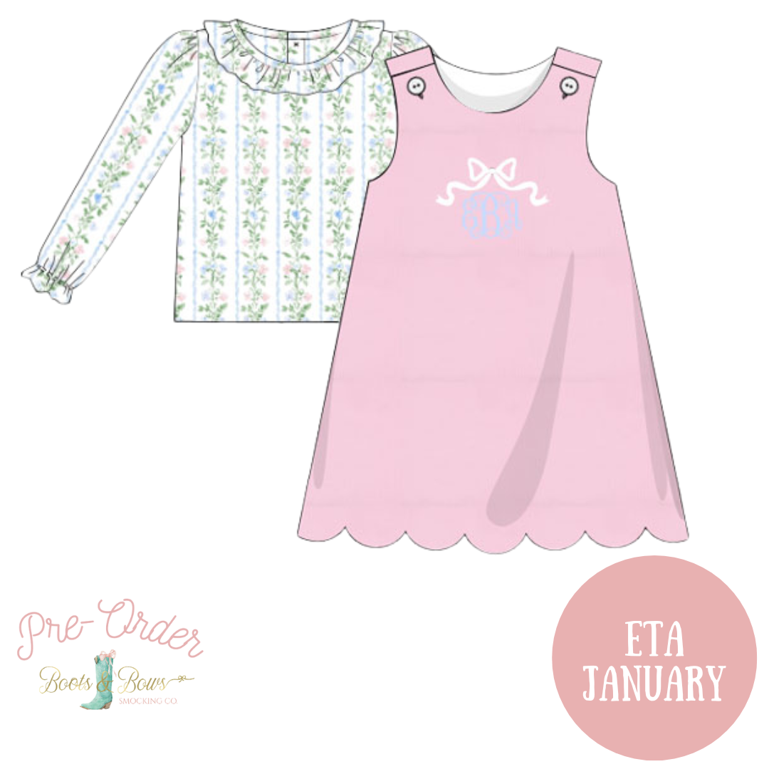 Girls Grandmillenial Garden Jumper Dress Set