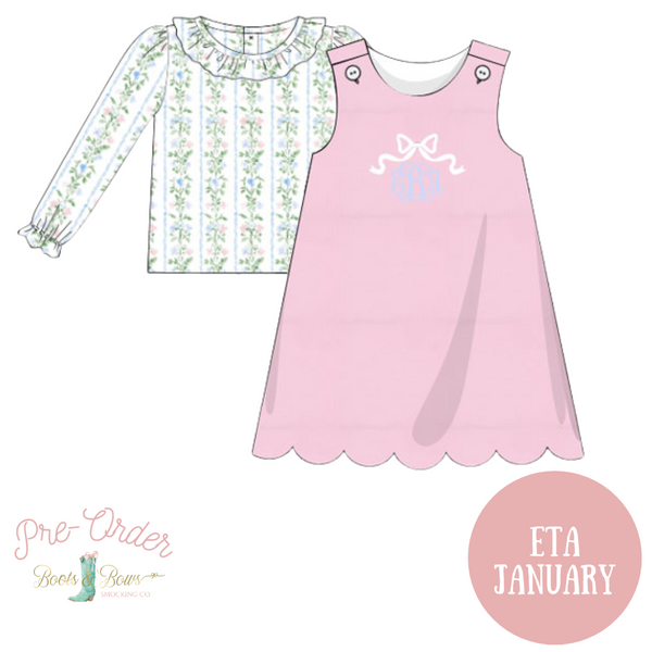 Girls Grandmillenial Garden Jumper Dress Set