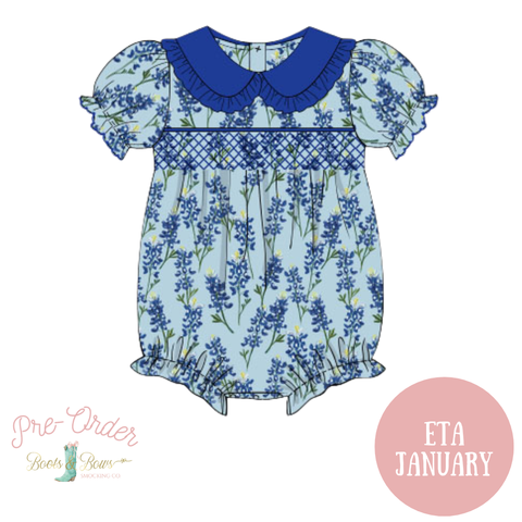 PRE-ORDER: Girls Smocked Bluebonnet Dreams Bubble (ETA February)