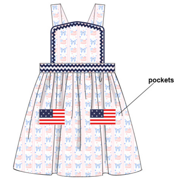 Girls American Flag Pocket Dress