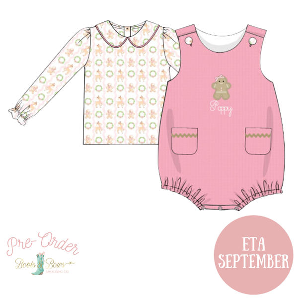 PRE-ORDER: Girls Pink Gingerbread Corduroy Bubble Set (ETA September)