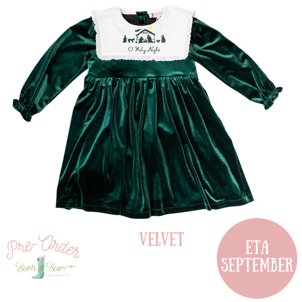 PRE-ORDER: Girls Green Velvet Nativity Dress (ETA September)