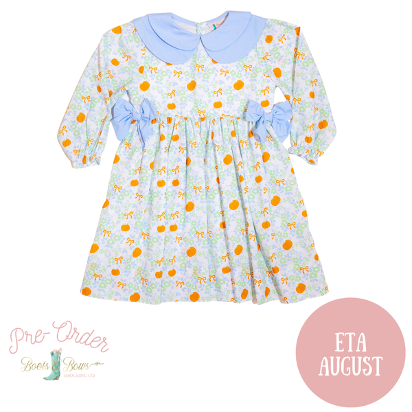 Girls Pumpkins & Blue Bows Dress
