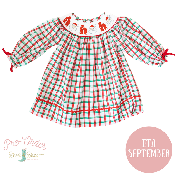 PRE-ORDER: Girls Smocked Santa Ho Ho Ho Dress (ETA September)