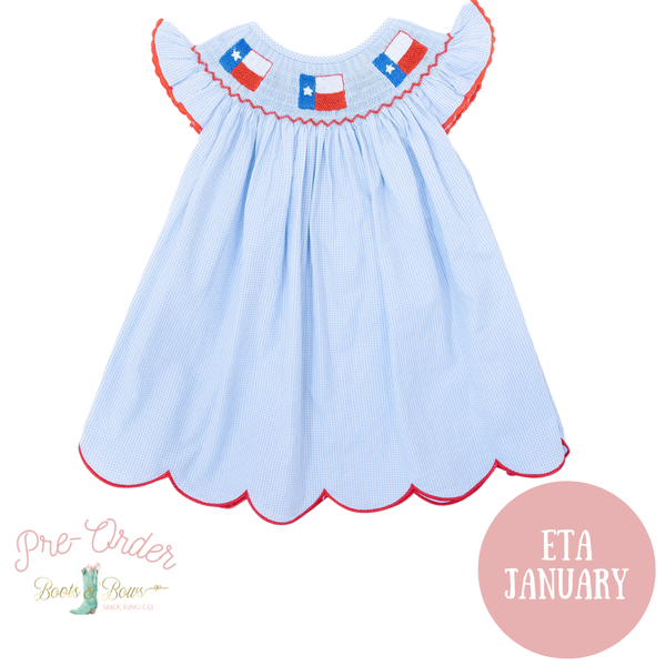 PRE-ORDER: Girls Smocked Texas Flag Dress (ETA JANUARY)
